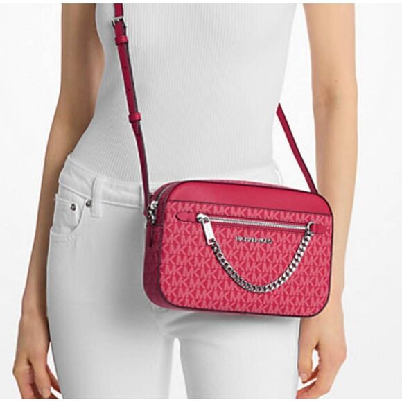 NWT~MICHAEL KORS Jet Set Large East West Ombre Leather Zip Chain Crossbody Bag - Picture 7 of 7